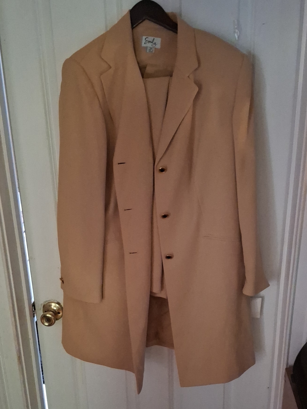 Emilio Women's Tan Pantsuit Blazer - Classic Tailored Fit
